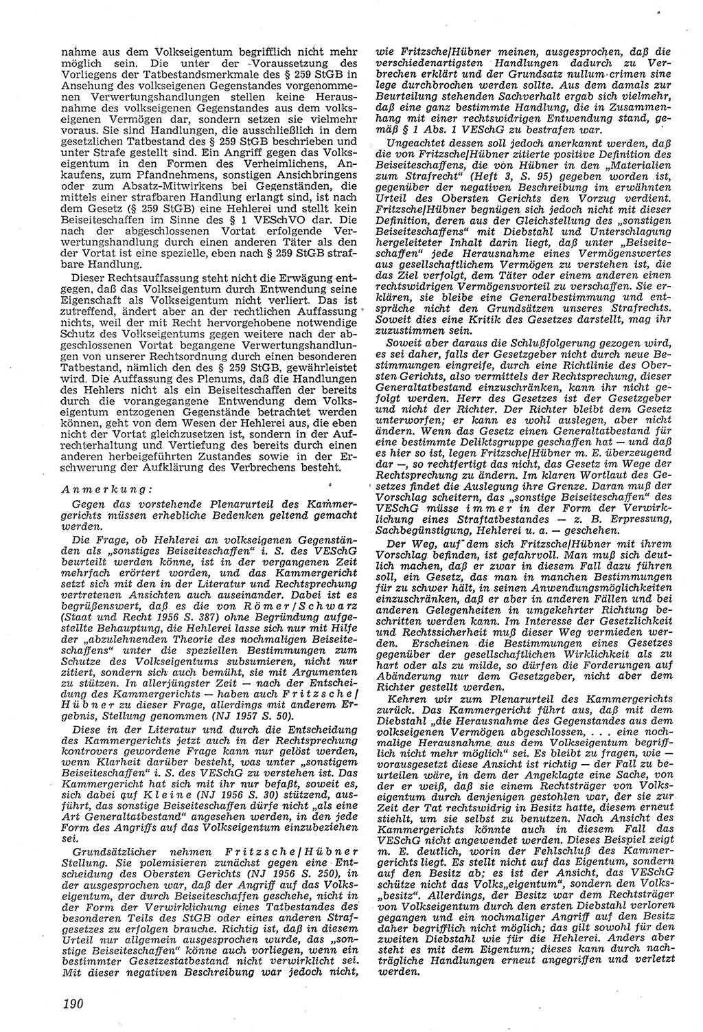 Neue Justiz (NJ), Zeitschrift für Recht und Rechtswissenschaft [Deutsche Demokratische Republik (DDR)], 11. Jahrgang 1957, Seite 190 (NJ DDR 1957, S. 190)