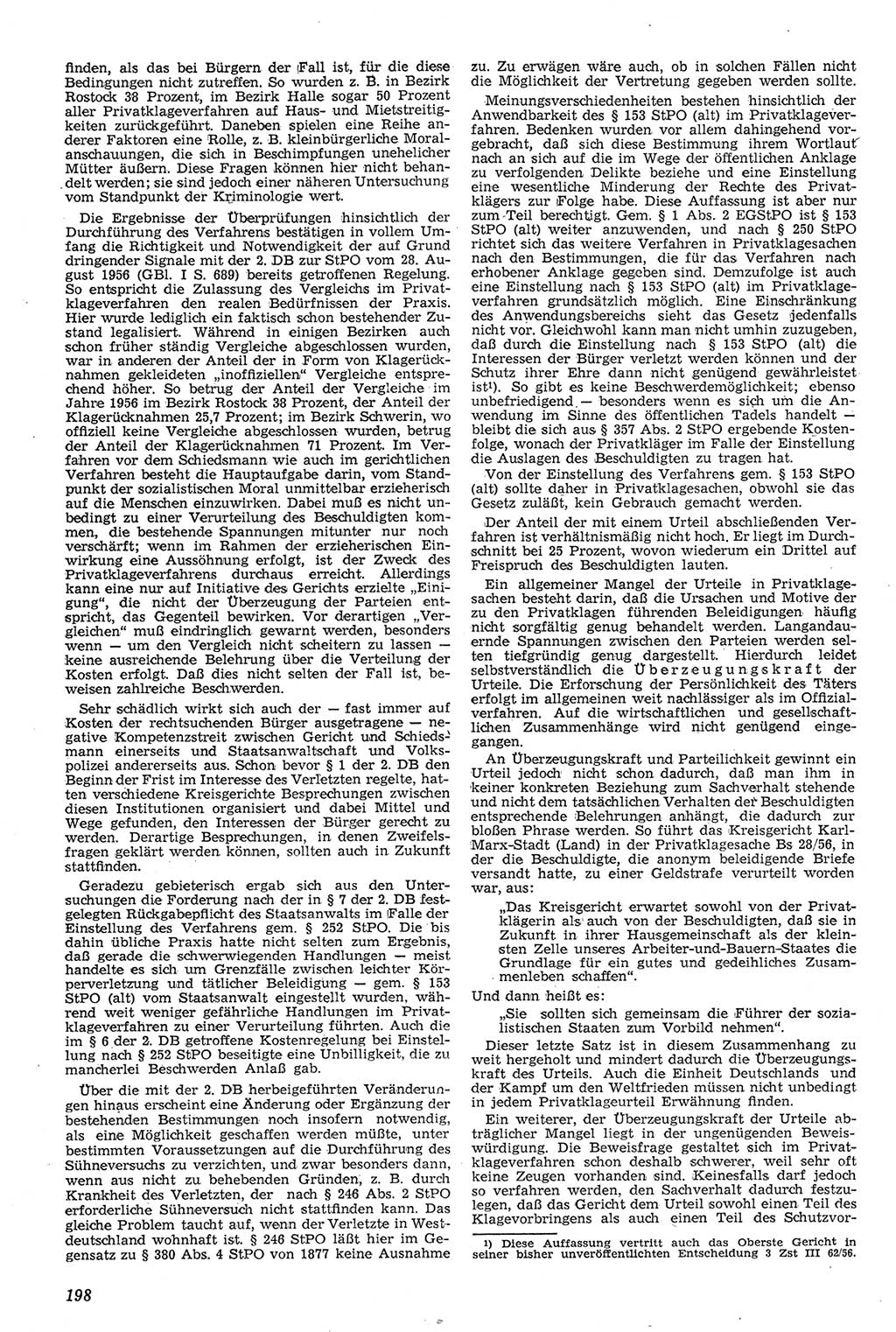 Neue Justiz (NJ), Zeitschrift für Recht und Rechtswissenschaft [Deutsche Demokratische Republik (DDR)], 11. Jahrgang 1957, Seite 198 (NJ DDR 1957, S. 198)