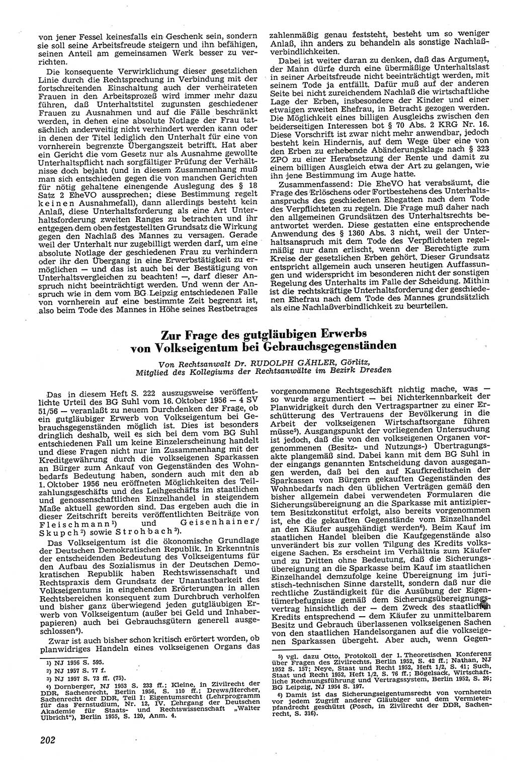 Neue Justiz (NJ), Zeitschrift für Recht und Rechtswissenschaft [Deutsche Demokratische Republik (DDR)], 11. Jahrgang 1957, Seite 202 (NJ DDR 1957, S. 202)
