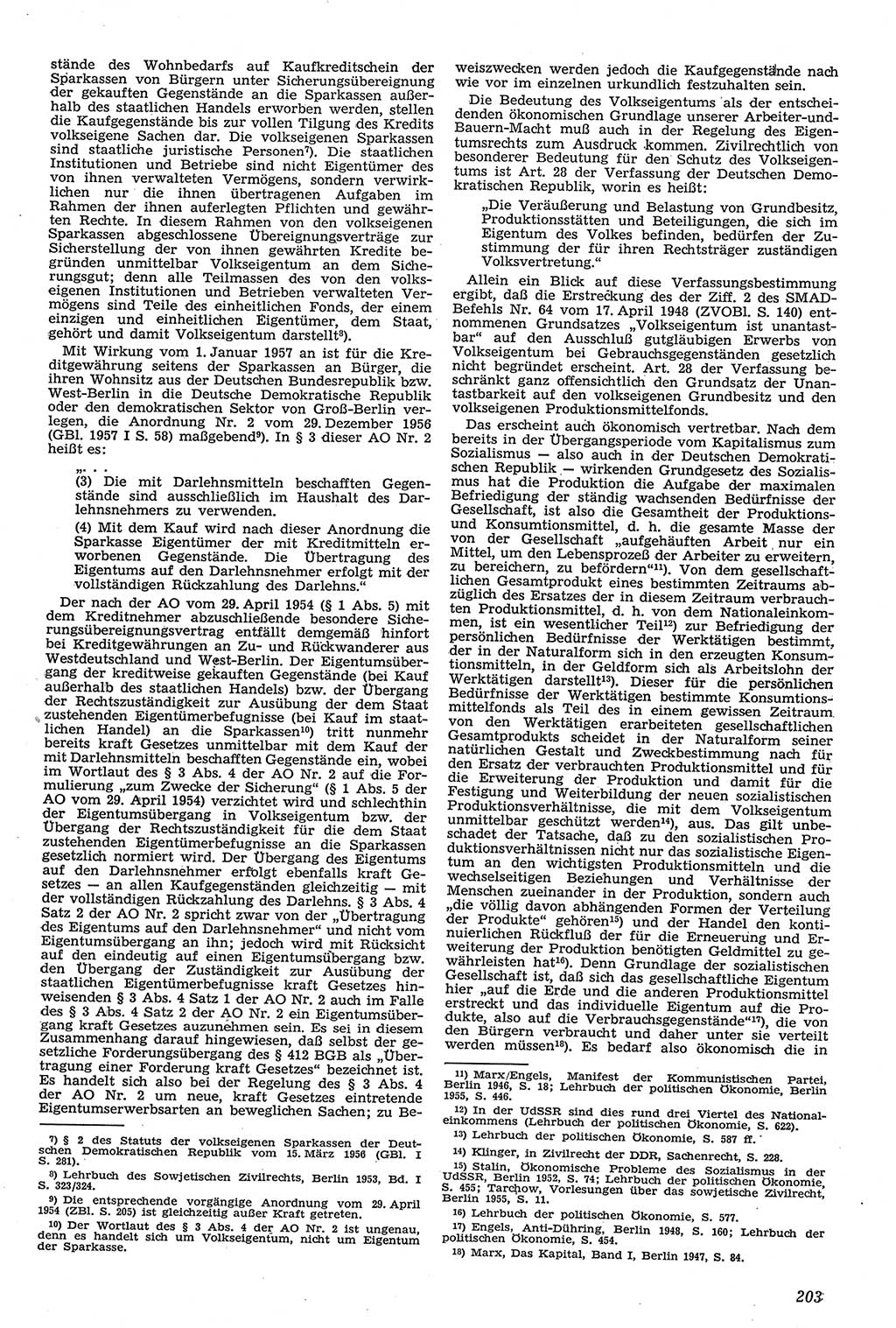 Neue Justiz (NJ), Zeitschrift für Recht und Rechtswissenschaft [Deutsche Demokratische Republik (DDR)], 11. Jahrgang 1957, Seite 203 (NJ DDR 1957, S. 203)