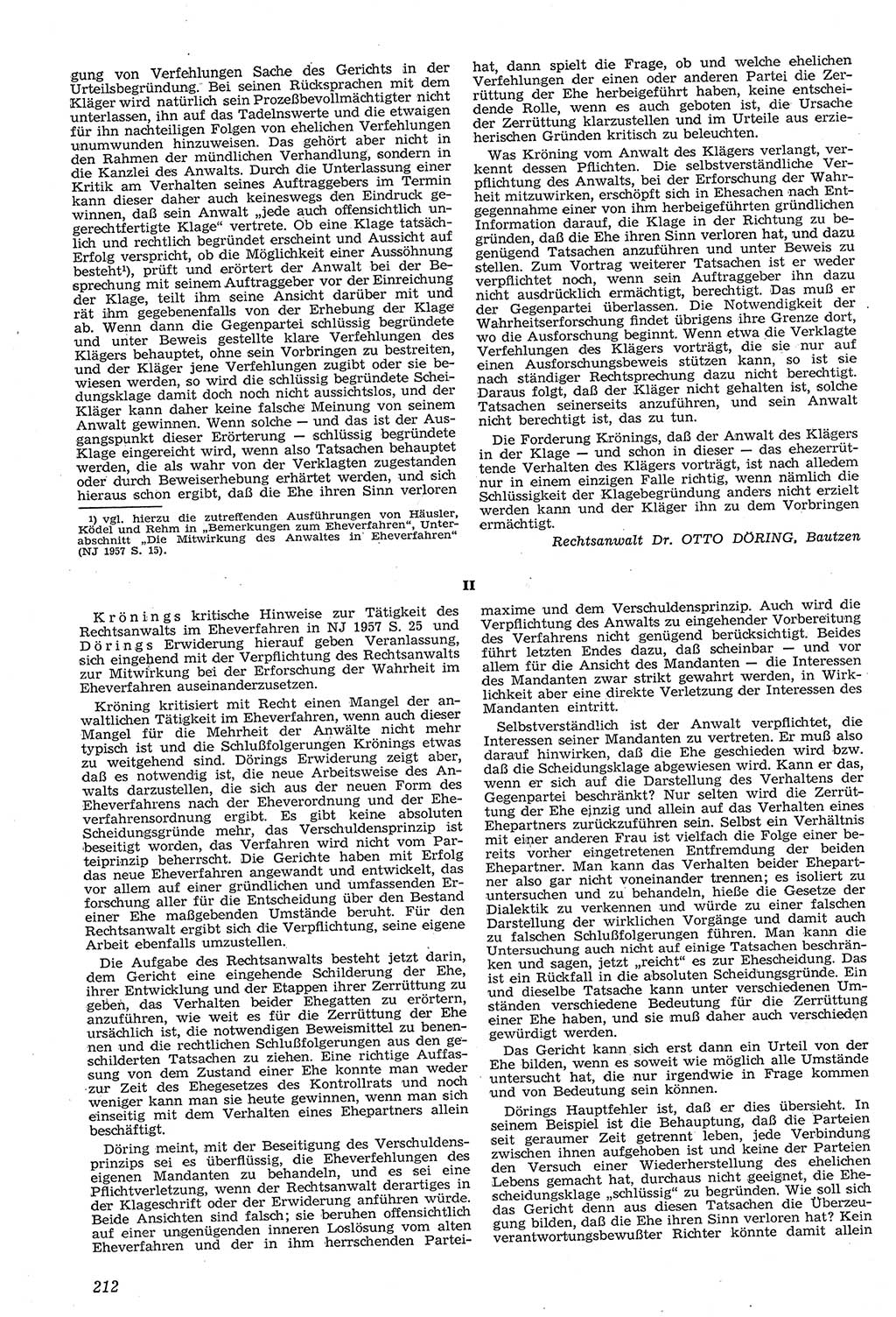 Neue Justiz (NJ), Zeitschrift für Recht und Rechtswissenschaft [Deutsche Demokratische Republik (DDR)], 11. Jahrgang 1957, Seite 212 (NJ DDR 1957, S. 212)