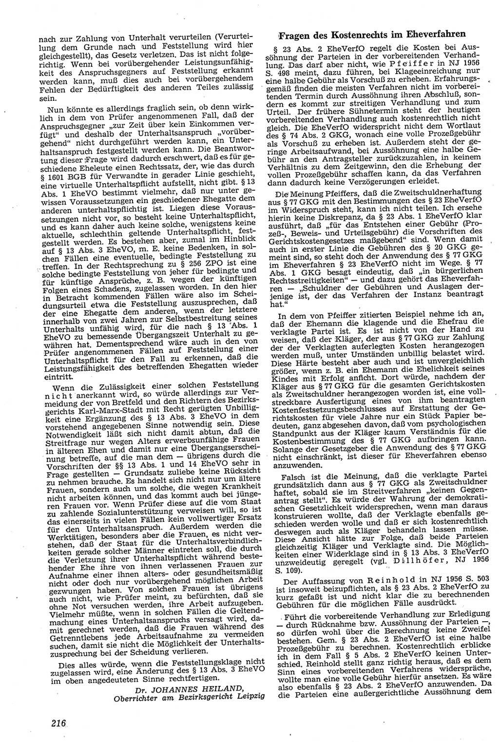 Neue Justiz (NJ), Zeitschrift für Recht und Rechtswissenschaft [Deutsche Demokratische Republik (DDR)], 11. Jahrgang 1957, Seite 216 (NJ DDR 1957, S. 216)