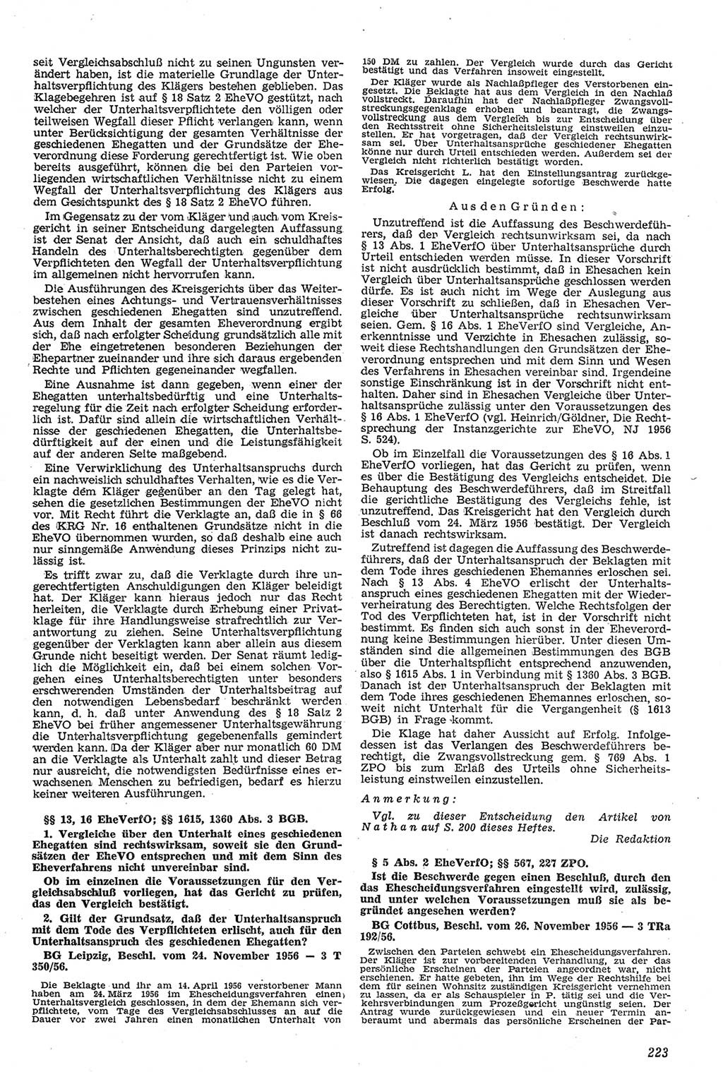 Neue Justiz (NJ), Zeitschrift für Recht und Rechtswissenschaft [Deutsche Demokratische Republik (DDR)], 11. Jahrgang 1957, Seite 223 (NJ DDR 1957, S. 223)