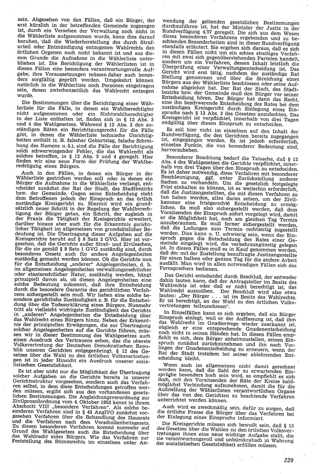 Neue Justiz (NJ), Zeitschrift für Recht und Rechtswissenschaft [Deutsche Demokratische Republik (DDR)], 11. Jahrgang 1957, Seite 229 (NJ DDR 1957, S. 229)