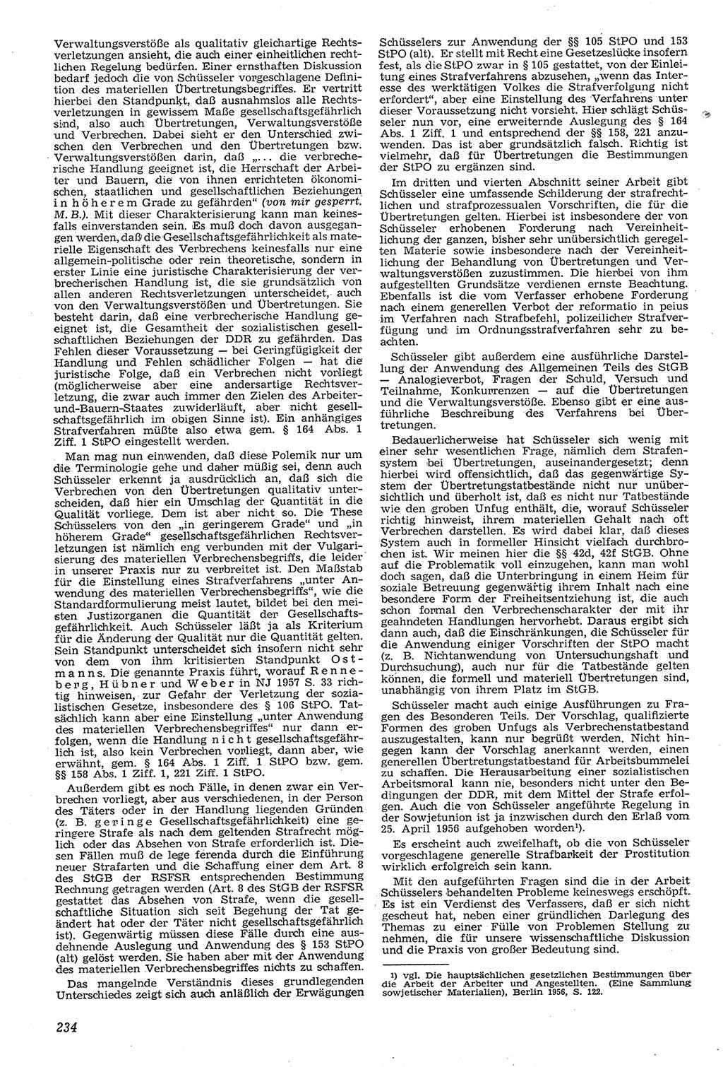 Neue Justiz (NJ), Zeitschrift für Recht und Rechtswissenschaft [Deutsche Demokratische Republik (DDR)], 11. Jahrgang 1957, Seite 234 (NJ DDR 1957, S. 234)