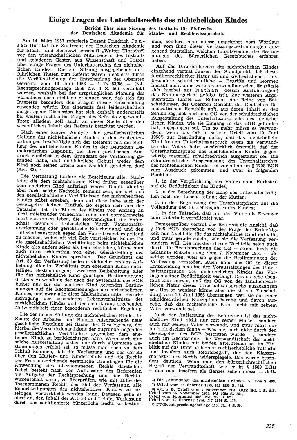 Neue Justiz (NJ), Zeitschrift für Recht und Rechtswissenschaft [Deutsche Demokratische Republik (DDR)], 11. Jahrgang 1957, Seite 235 (NJ DDR 1957, S. 235)