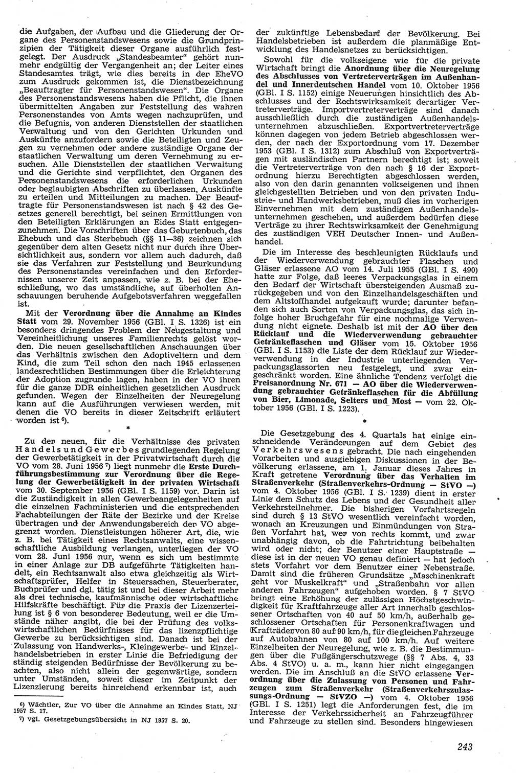 Neue Justiz (NJ), Zeitschrift für Recht und Rechtswissenschaft [Deutsche Demokratische Republik (DDR)], 11. Jahrgang 1957, Seite 243 (NJ DDR 1957, S. 243)