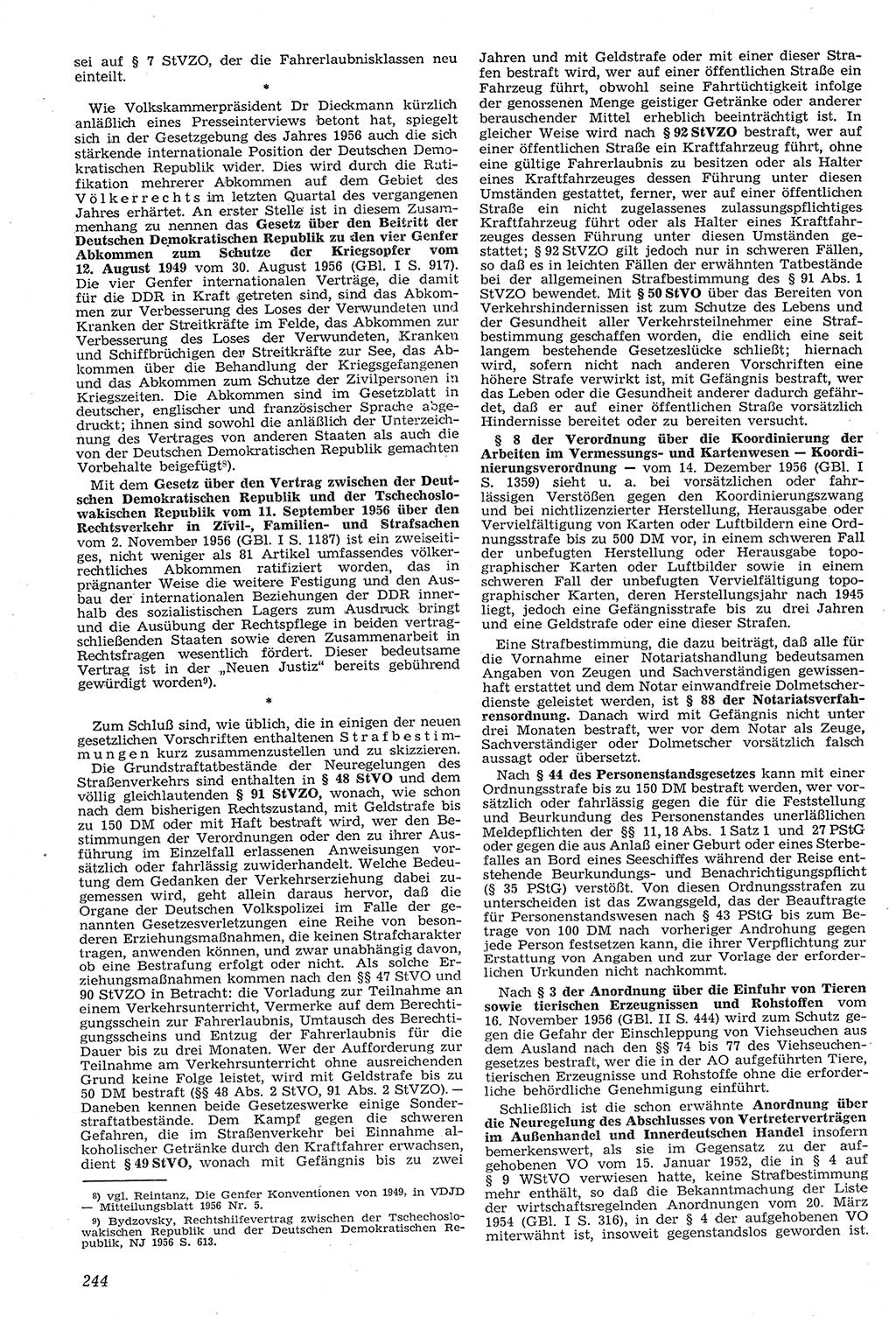 Neue Justiz (NJ), Zeitschrift für Recht und Rechtswissenschaft [Deutsche Demokratische Republik (DDR)], 11. Jahrgang 1957, Seite 244 (NJ DDR 1957, S. 244)