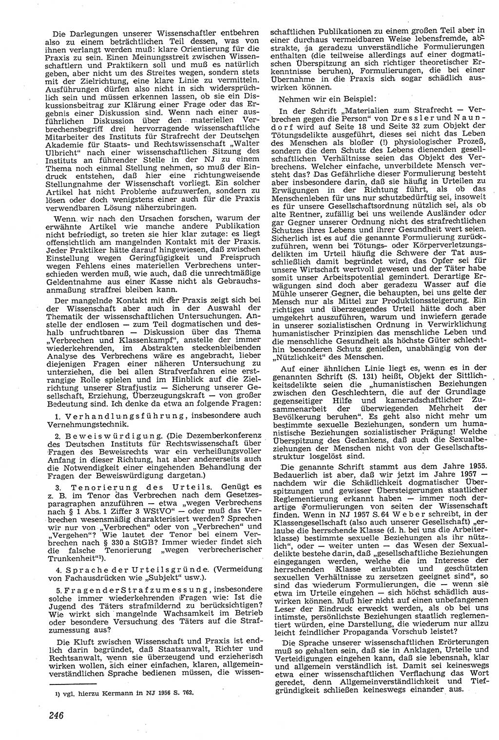 Neue Justiz (NJ), Zeitschrift für Recht und Rechtswissenschaft [Deutsche Demokratische Republik (DDR)], 11. Jahrgang 1957, Seite 246 (NJ DDR 1957, S. 246)