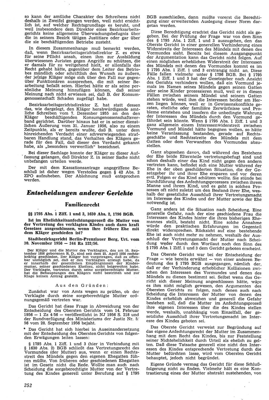 Neue Justiz (NJ), Zeitschrift für Recht und Rechtswissenschaft [Deutsche Demokratische Republik (DDR)], 11. Jahrgang 1957, Seite 252 (NJ DDR 1957, S. 252)