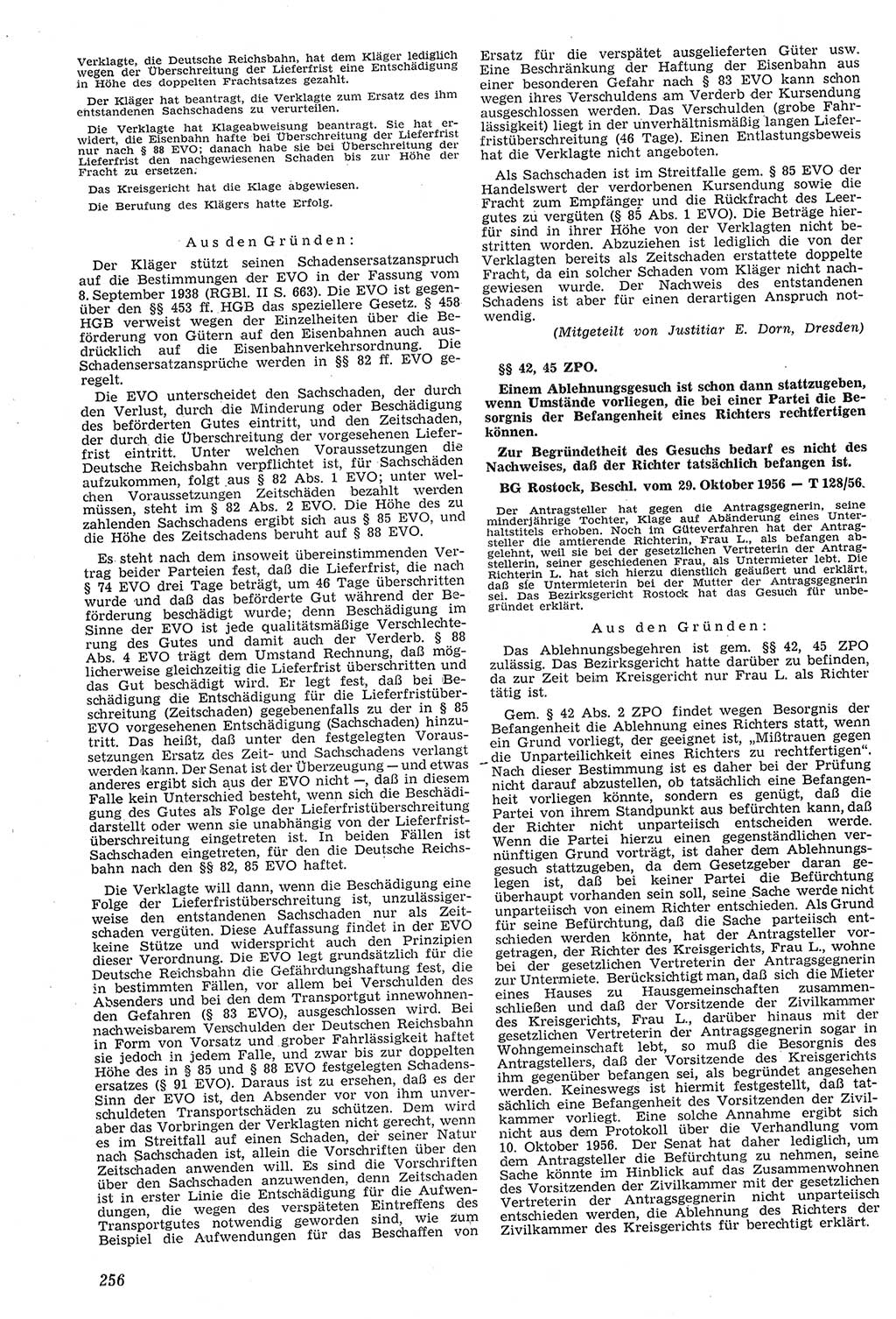 Neue Justiz (NJ), Zeitschrift für Recht und Rechtswissenschaft [Deutsche Demokratische Republik (DDR)], 11. Jahrgang 1957, Seite 256 (NJ DDR 1957, S. 256)