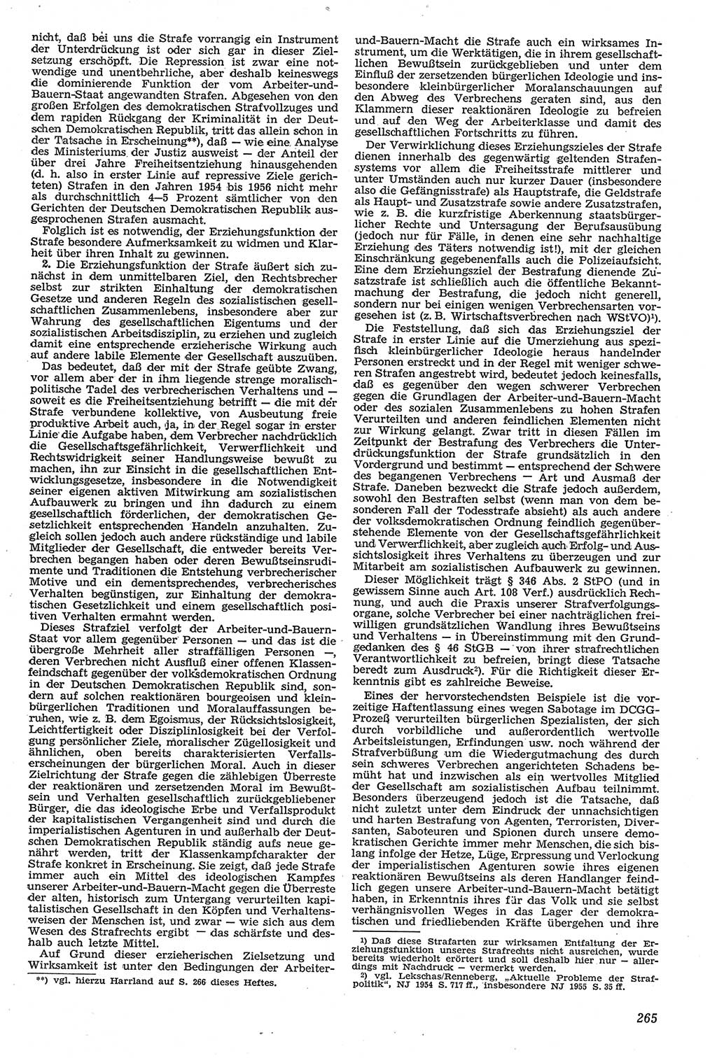 Neue Justiz (NJ), Zeitschrift für Recht und Rechtswissenschaft [Deutsche Demokratische Republik (DDR)], 11. Jahrgang 1957, Seite 265 (NJ DDR 1957, S. 265)