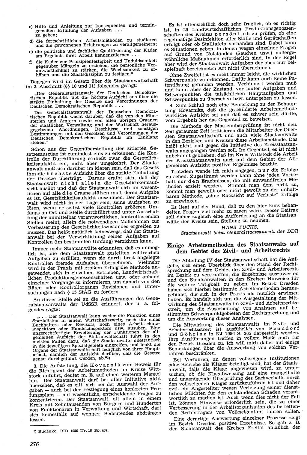 Neue Justiz (NJ), Zeitschrift für Recht und Rechtswissenschaft [Deutsche Demokratische Republik (DDR)], 11. Jahrgang 1957, Seite 276 (NJ DDR 1957, S. 276)
