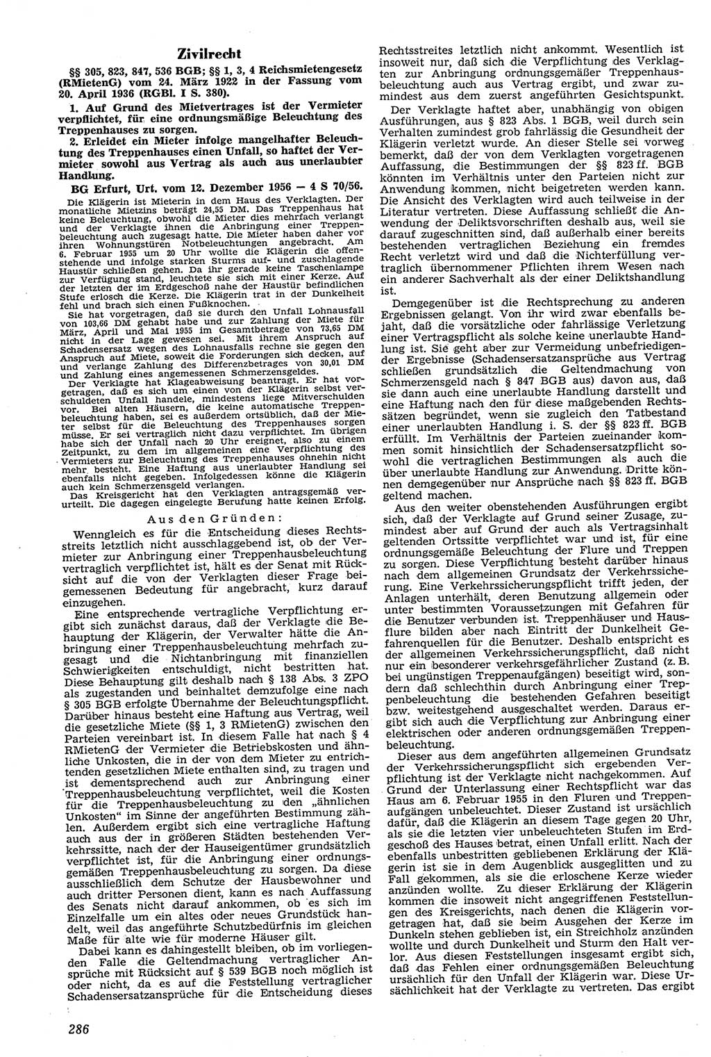 Neue Justiz (NJ), Zeitschrift für Recht und Rechtswissenschaft [Deutsche Demokratische Republik (DDR)], 11. Jahrgang 1957, Seite 286 (NJ DDR 1957, S. 286)