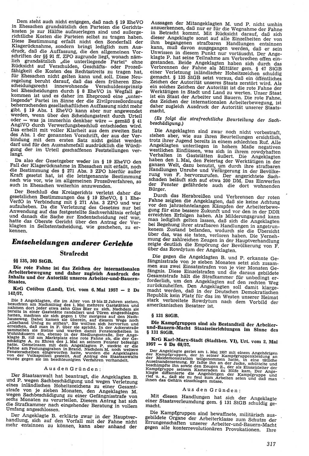 Neue Justiz (NJ), Zeitschrift für Recht und Rechtswissenschaft [Deutsche Demokratische Republik (DDR)], 11. Jahrgang 1957, Seite 317 (NJ DDR 1957, S. 317)