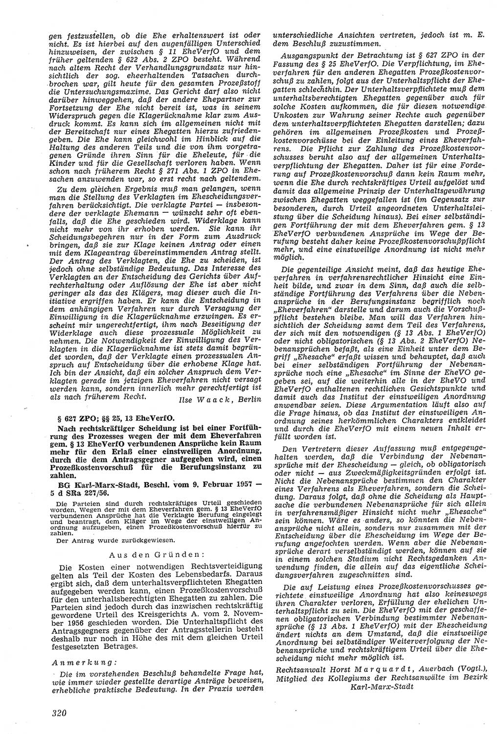 Neue Justiz (NJ), Zeitschrift für Recht und Rechtswissenschaft [Deutsche Demokratische Republik (DDR)], 11. Jahrgang 1957, Seite 320 (NJ DDR 1957, S. 320)