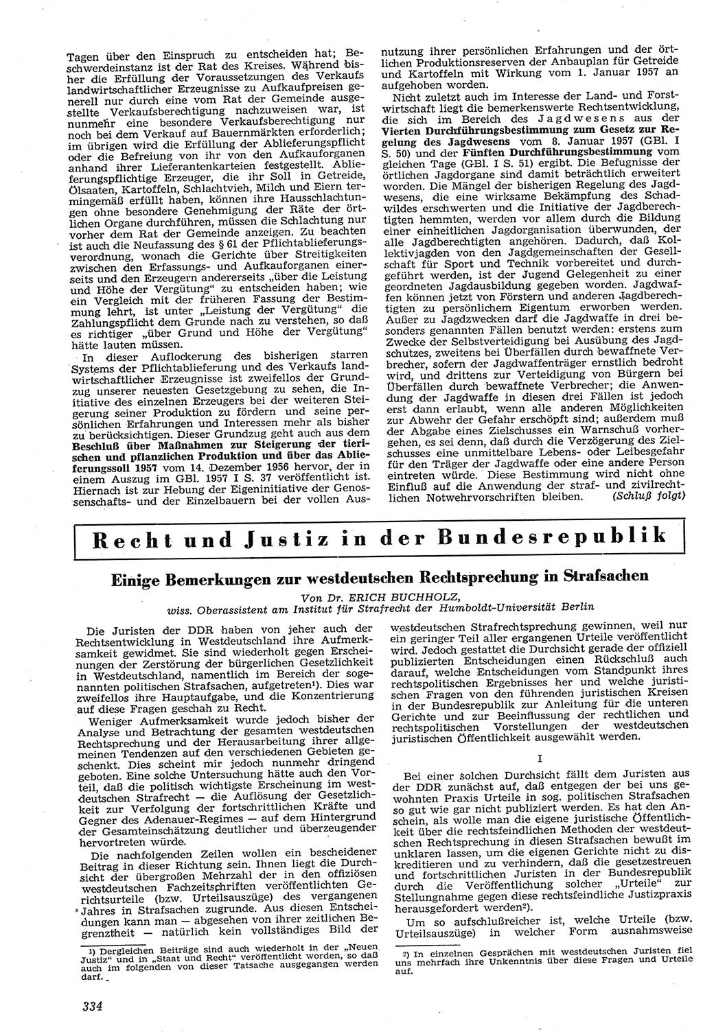 Neue Justiz (NJ), Zeitschrift für Recht und Rechtswissenschaft [Deutsche Demokratische Republik (DDR)], 11. Jahrgang 1957, Seite 334 (NJ DDR 1957, S. 334)