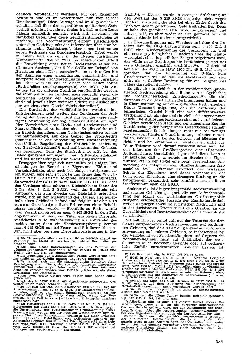 Neue Justiz (NJ), Zeitschrift für Recht und Rechtswissenschaft [Deutsche Demokratische Republik (DDR)], 11. Jahrgang 1957, Seite 335 (NJ DDR 1957, S. 335)