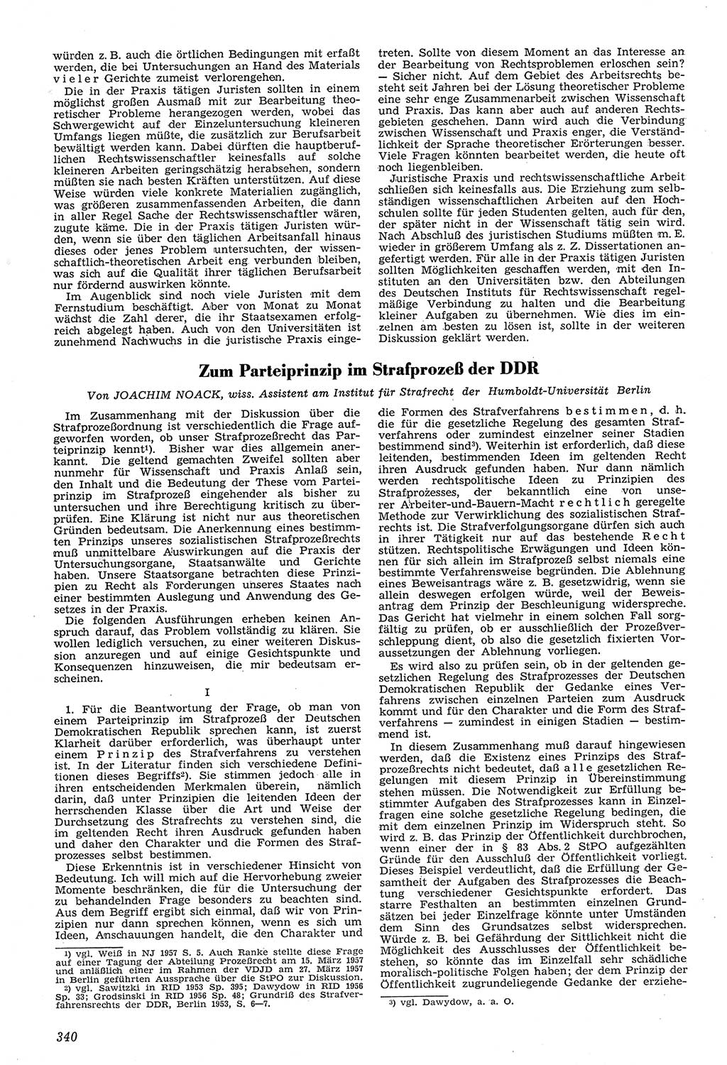 Neue Justiz (NJ), Zeitschrift für Recht und Rechtswissenschaft [Deutsche Demokratische Republik (DDR)], 11. Jahrgang 1957, Seite 340 (NJ DDR 1957, S. 340)