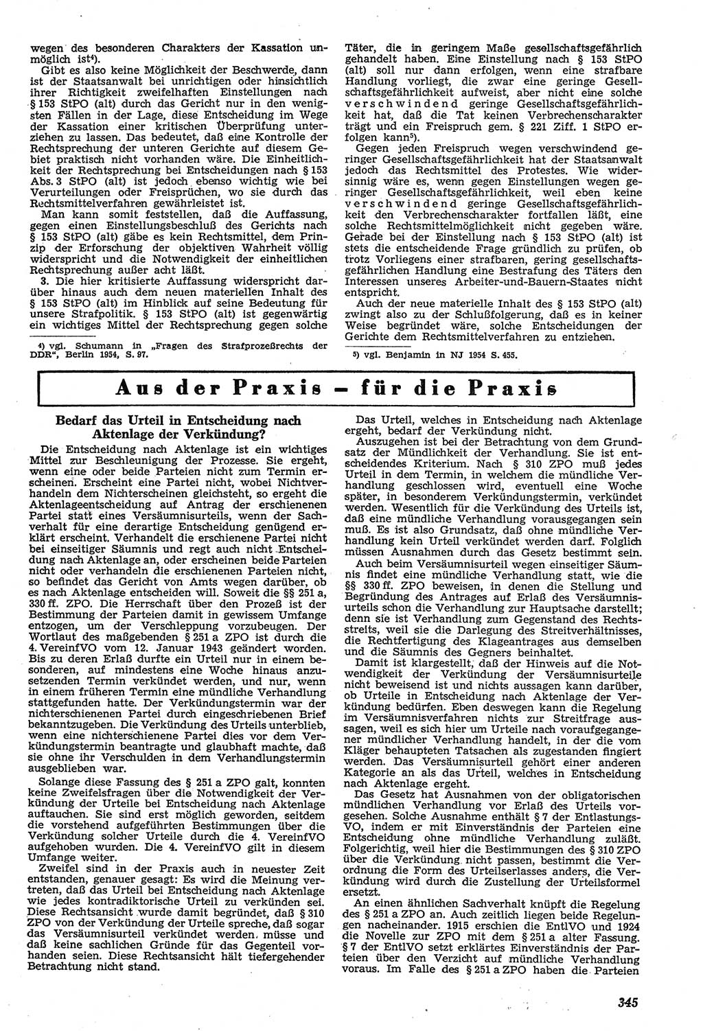Neue Justiz (NJ), Zeitschrift für Recht und Rechtswissenschaft [Deutsche Demokratische Republik (DDR)], 11. Jahrgang 1957, Seite 345 (NJ DDR 1957, S. 345)