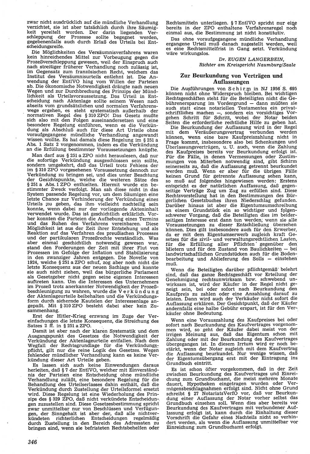 Neue Justiz (NJ), Zeitschrift für Recht und Rechtswissenschaft [Deutsche Demokratische Republik (DDR)], 11. Jahrgang 1957, Seite 346 (NJ DDR 1957, S. 346)