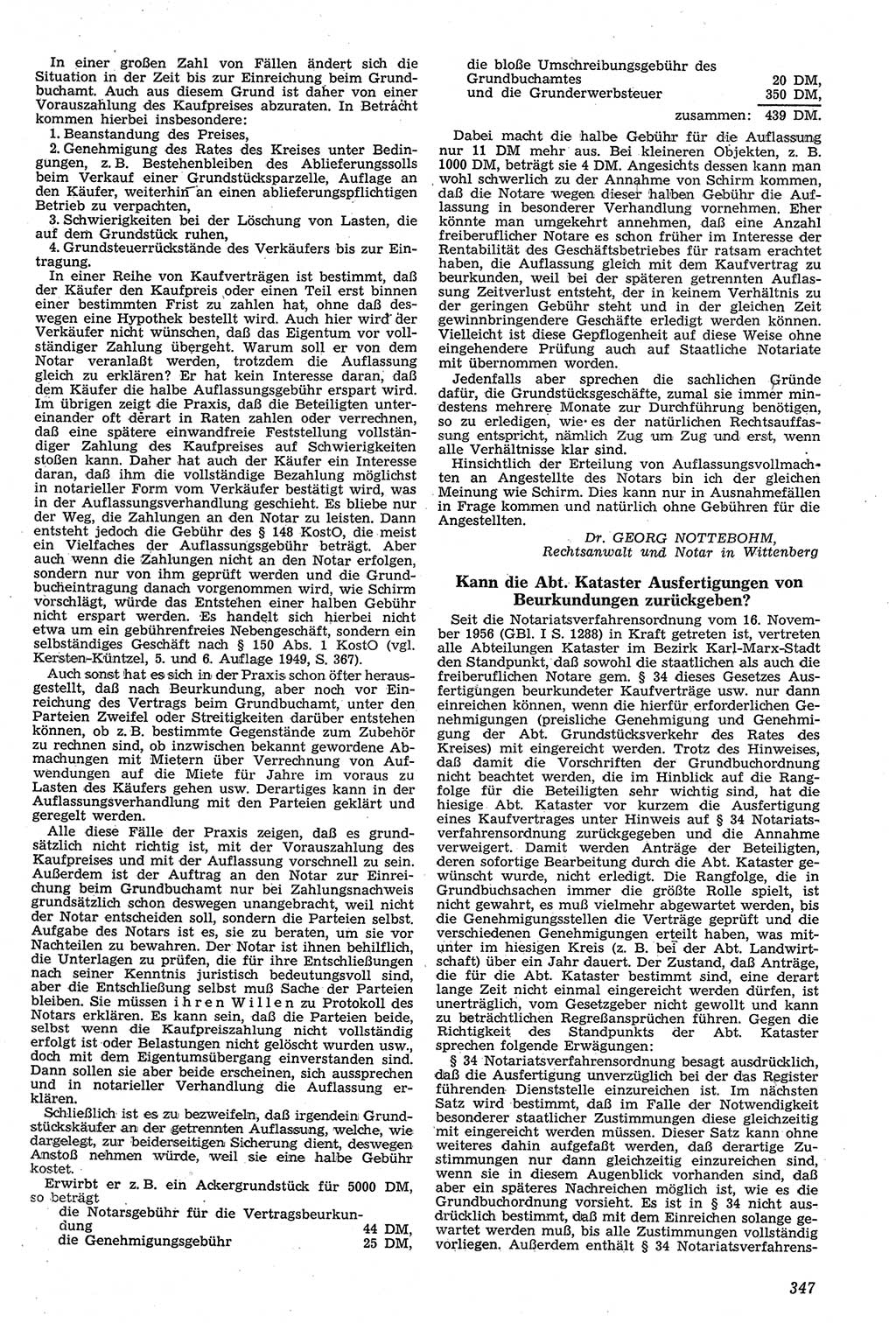 Neue Justiz (NJ), Zeitschrift für Recht und Rechtswissenschaft [Deutsche Demokratische Republik (DDR)], 11. Jahrgang 1957, Seite 347 (NJ DDR 1957, S. 347)