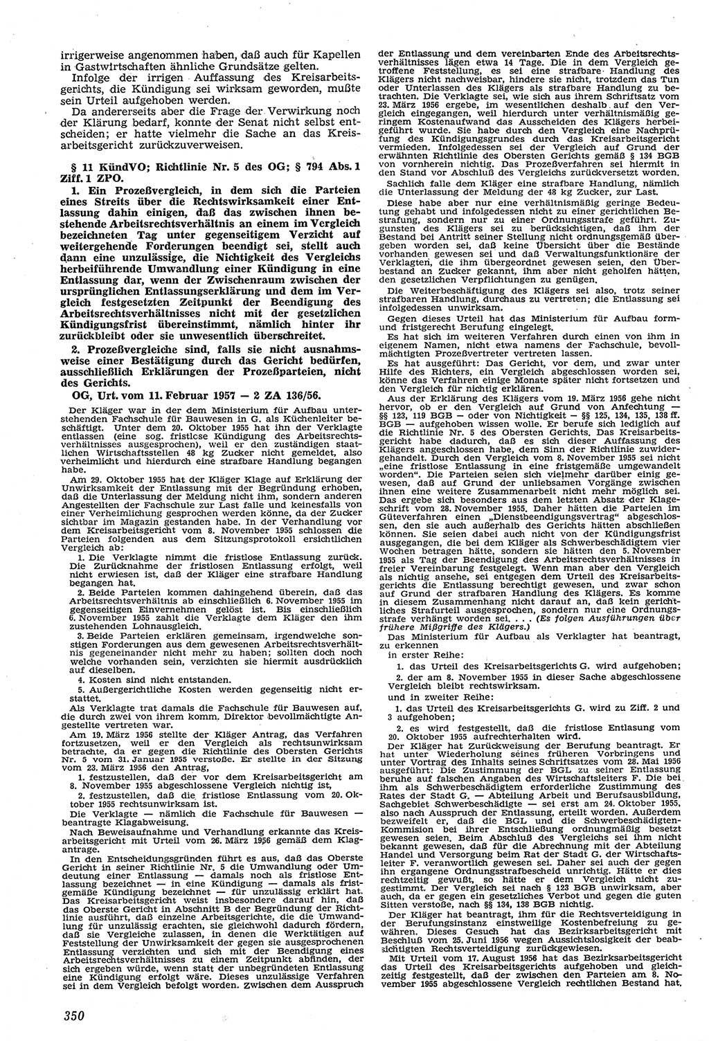 Neue Justiz (NJ), Zeitschrift für Recht und Rechtswissenschaft [Deutsche Demokratische Republik (DDR)], 11. Jahrgang 1957, Seite 350 (NJ DDR 1957, S. 350)