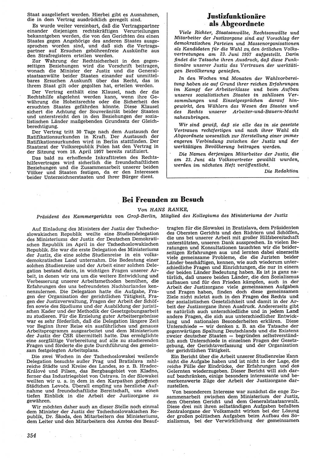 Neue Justiz (NJ), Zeitschrift für Recht und Rechtswissenschaft [Deutsche Demokratische Republik (DDR)], 11. Jahrgang 1957, Seite 354 (NJ DDR 1957, S. 354)