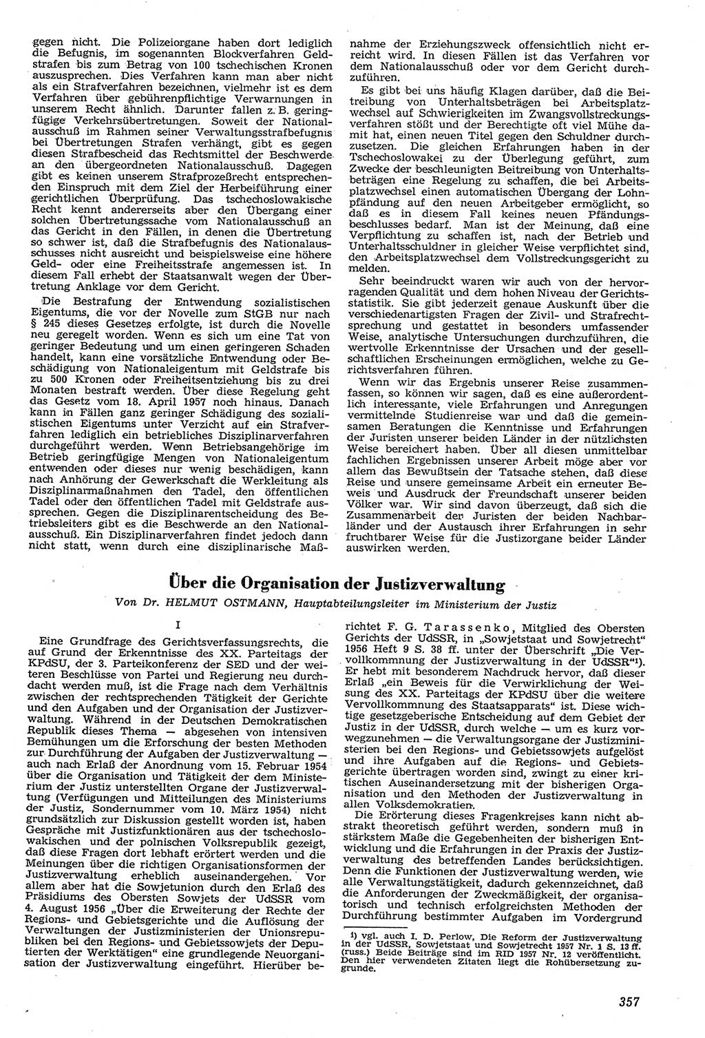Neue Justiz (NJ), Zeitschrift für Recht und Rechtswissenschaft [Deutsche Demokratische Republik (DDR)], 11. Jahrgang 1957, Seite 357 (NJ DDR 1957, S. 357)
