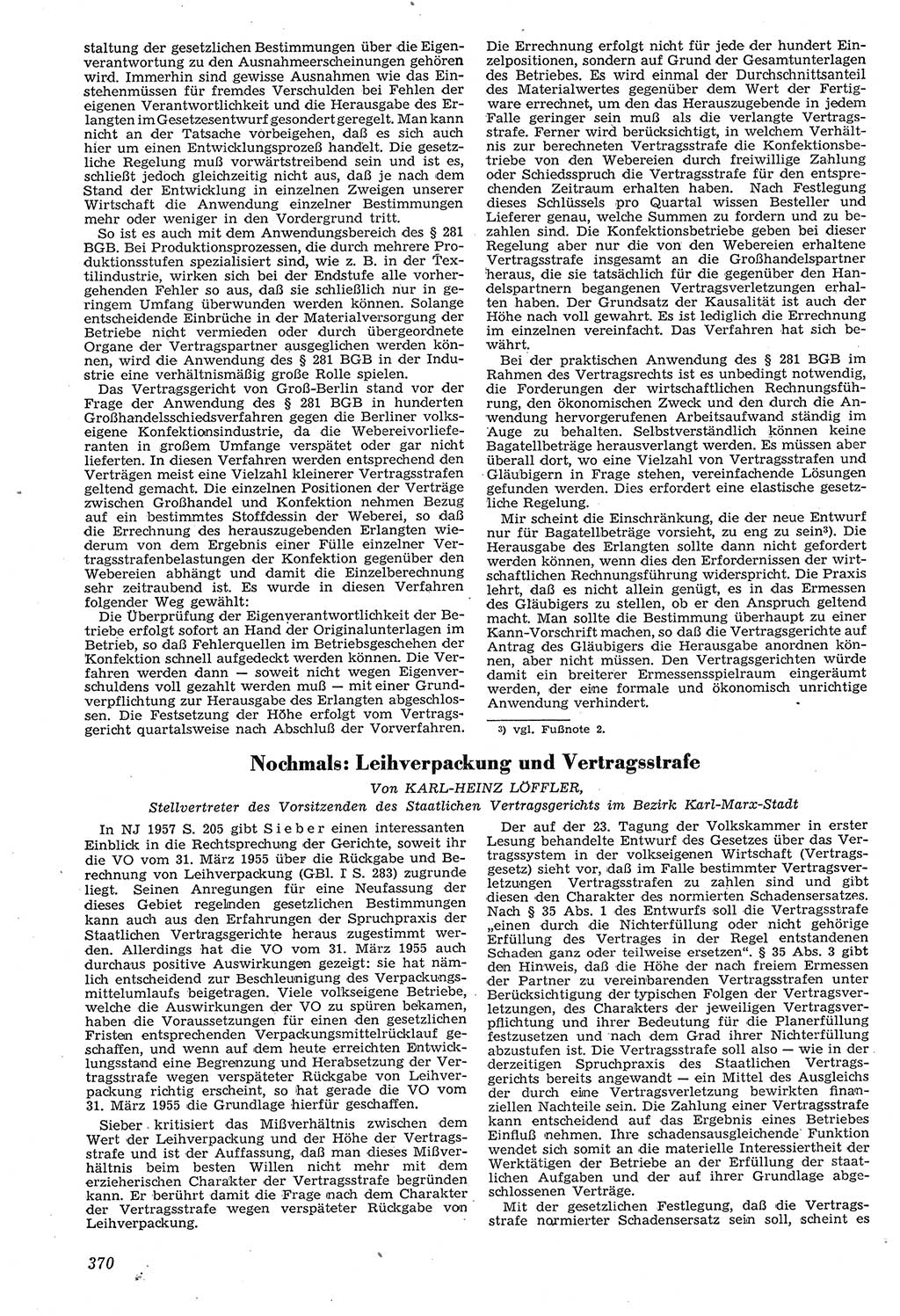 Neue Justiz (NJ), Zeitschrift für Recht und Rechtswissenschaft [Deutsche Demokratische Republik (DDR)], 11. Jahrgang 1957, Seite 370 (NJ DDR 1957, S. 370)
