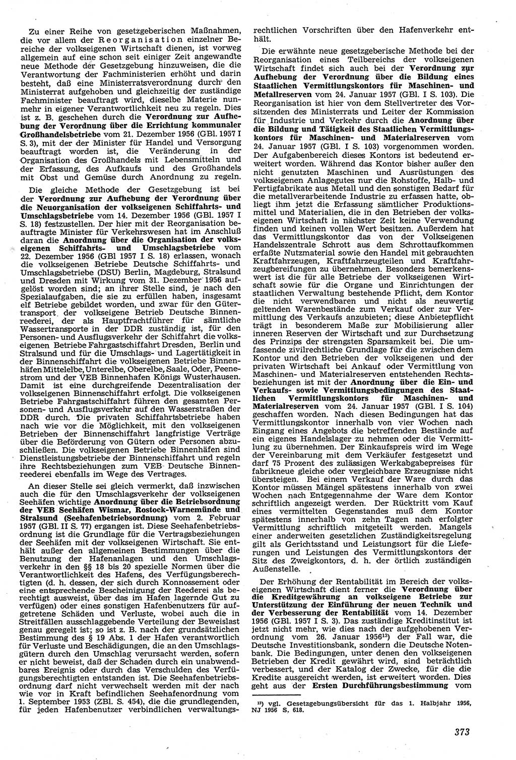 Neue Justiz (NJ), Zeitschrift für Recht und Rechtswissenschaft [Deutsche Demokratische Republik (DDR)], 11. Jahrgang 1957, Seite 373 (NJ DDR 1957, S. 373)