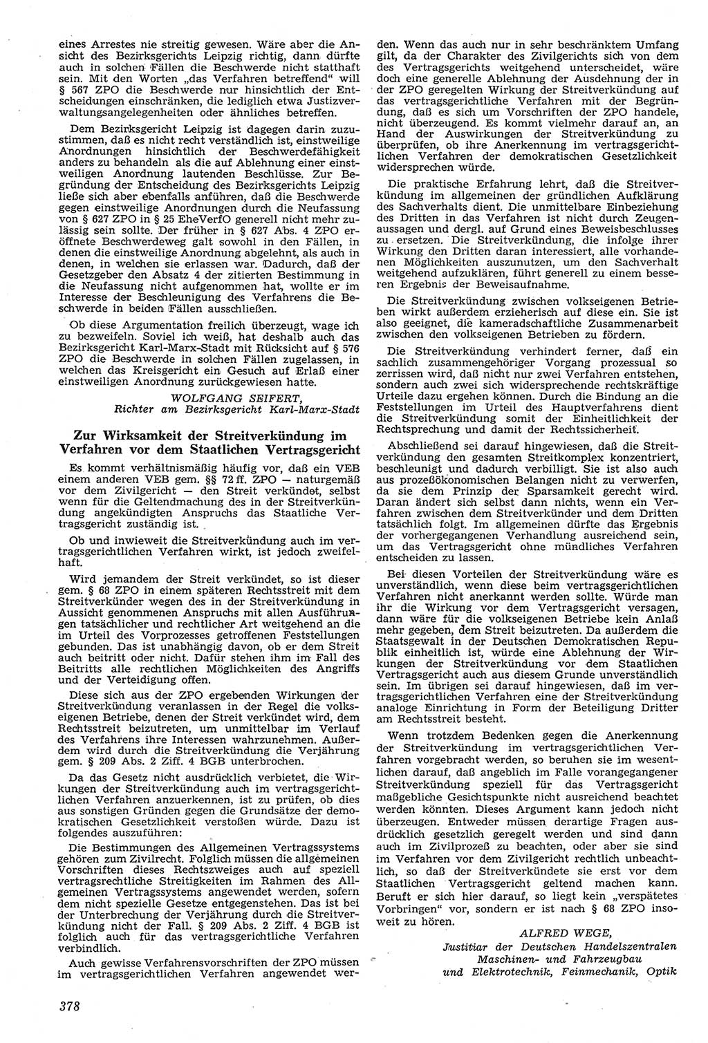 Neue Justiz (NJ), Zeitschrift für Recht und Rechtswissenschaft [Deutsche Demokratische Republik (DDR)], 11. Jahrgang 1957, Seite 378 (NJ DDR 1957, S. 378)