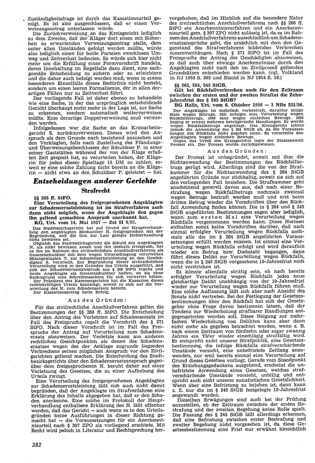 Neue Justiz (NJ), Zeitschrift für Recht und Rechtswissenschaft [Deutsche Demokratische Republik (DDR)], 11. Jahrgang 1957, Seite 382 (NJ DDR 1957, S. 382)