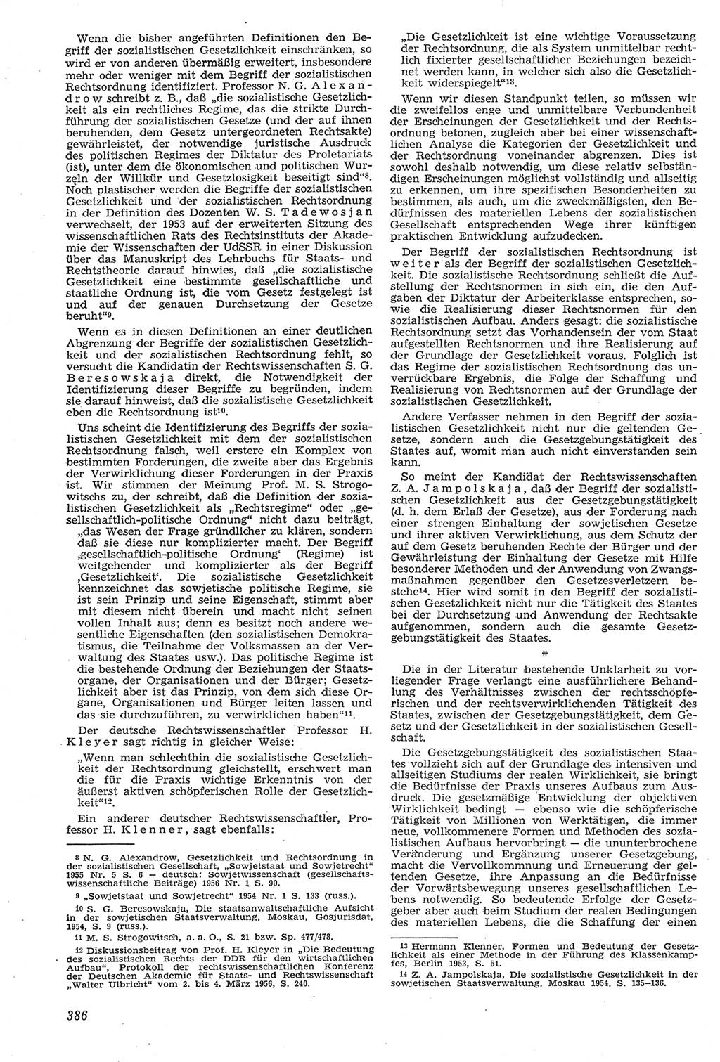 Neue Justiz (NJ), Zeitschrift für Recht und Rechtswissenschaft [Deutsche Demokratische Republik (DDR)], 11. Jahrgang 1957, Seite 386 (NJ DDR 1957, S. 386)