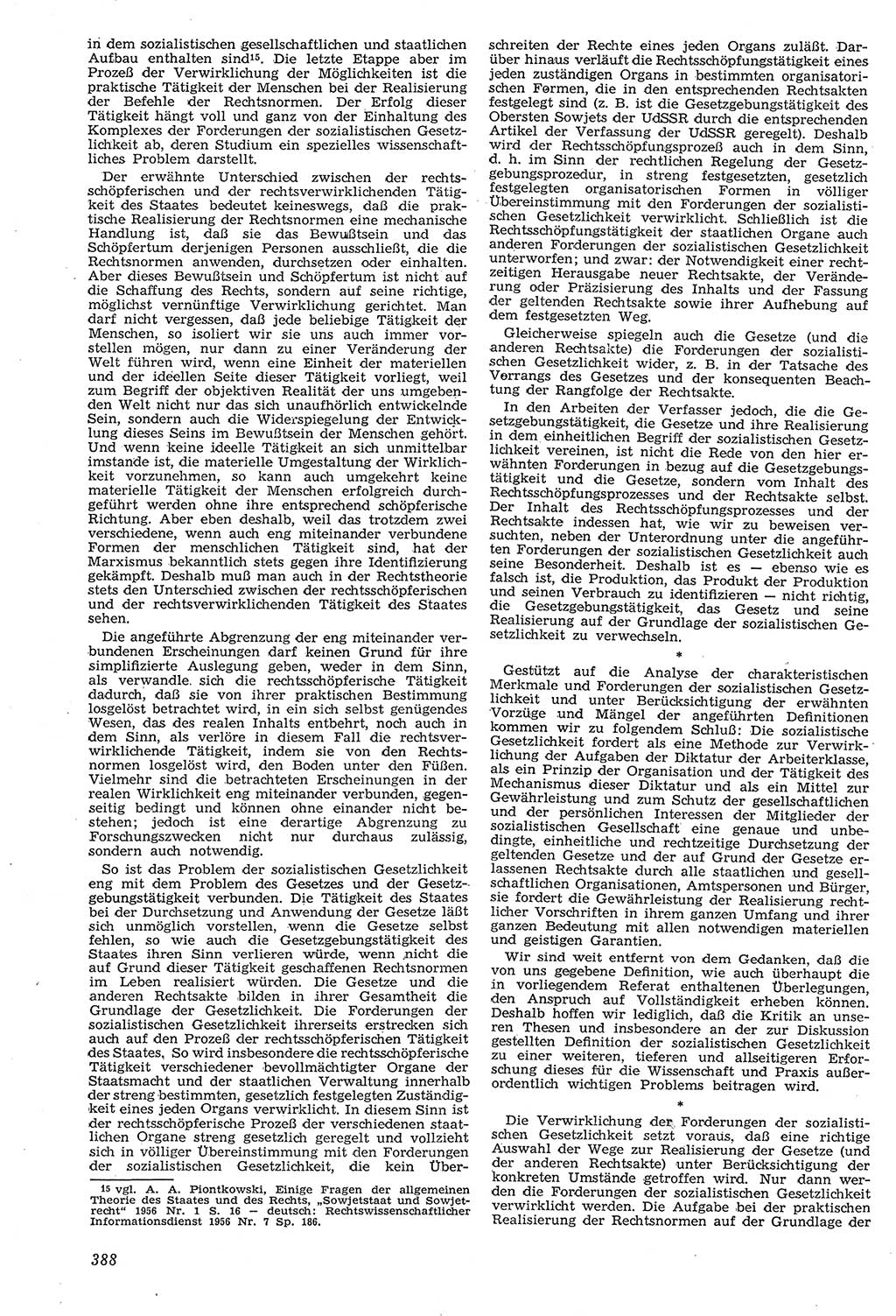 Neue Justiz (NJ), Zeitschrift für Recht und Rechtswissenschaft [Deutsche Demokratische Republik (DDR)], 11. Jahrgang 1957, Seite 388 (NJ DDR 1957, S. 388)
