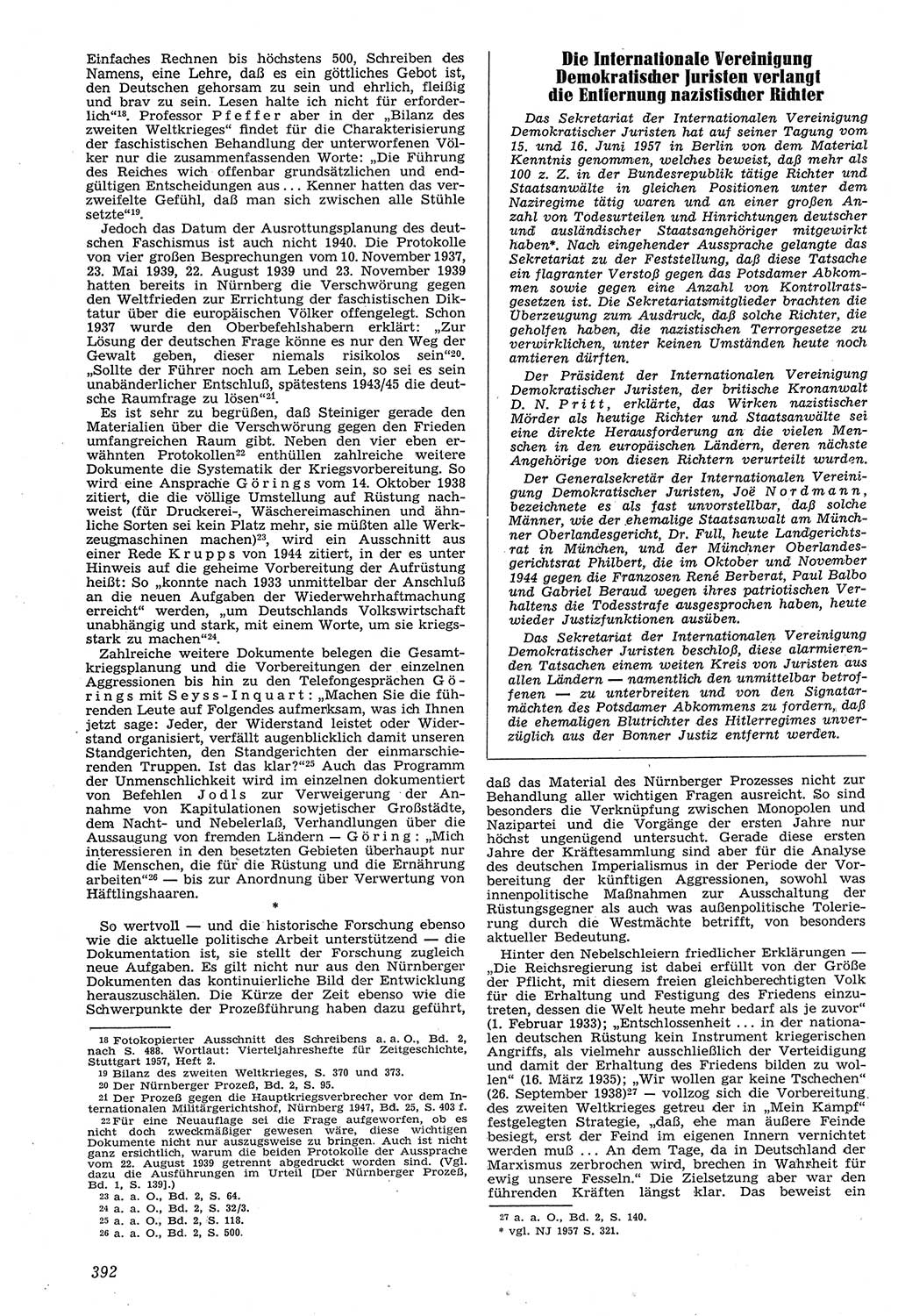 Neue Justiz (NJ), Zeitschrift für Recht und Rechtswissenschaft [Deutsche Demokratische Republik (DDR)], 11. Jahrgang 1957, Seite 392 (NJ DDR 1957, S. 392)
