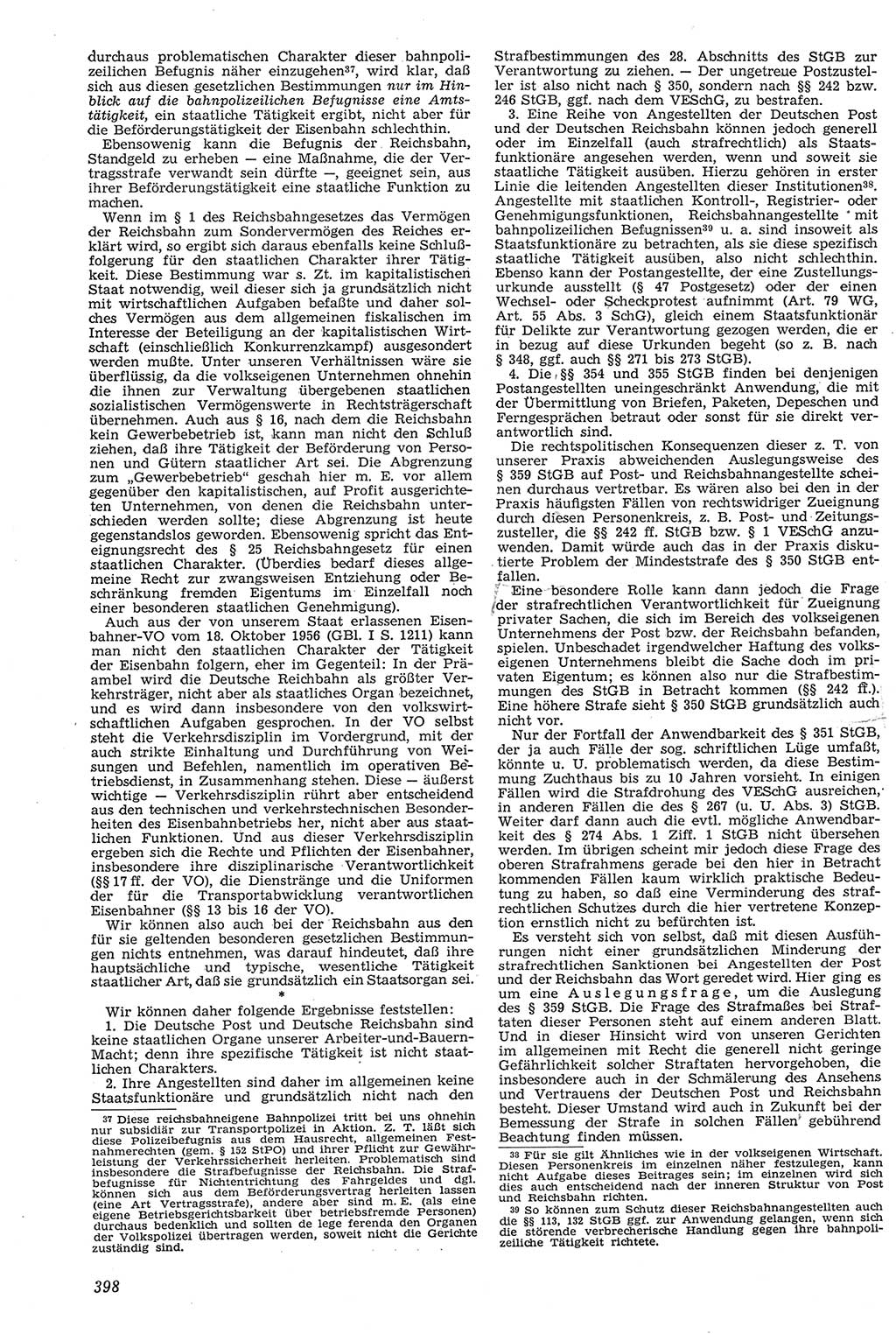 Neue Justiz (NJ), Zeitschrift für Recht und Rechtswissenschaft [Deutsche Demokratische Republik (DDR)], 11. Jahrgang 1957, Seite 398 (NJ DDR 1957, S. 398)