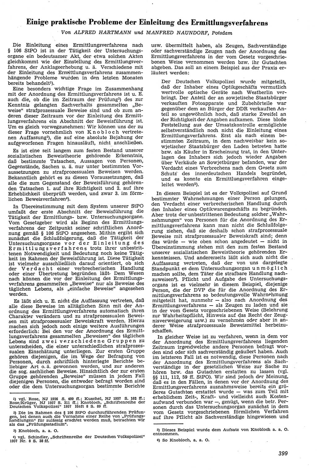 Neue Justiz (NJ), Zeitschrift für Recht und Rechtswissenschaft [Deutsche Demokratische Republik (DDR)], 11. Jahrgang 1957, Seite 399 (NJ DDR 1957, S. 399)