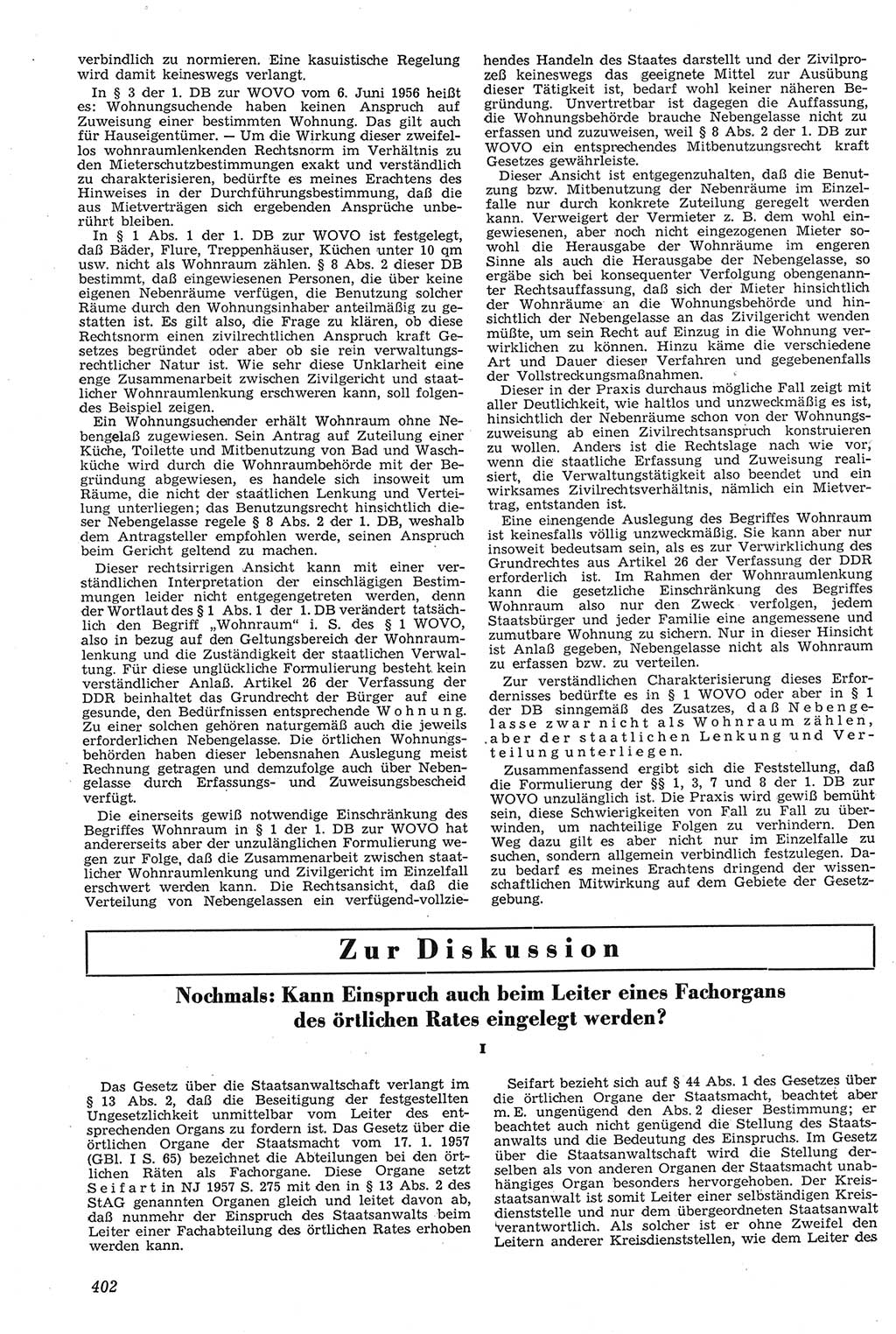 Neue Justiz (NJ), Zeitschrift für Recht und Rechtswissenschaft [Deutsche Demokratische Republik (DDR)], 11. Jahrgang 1957, Seite 402 (NJ DDR 1957, S. 402)