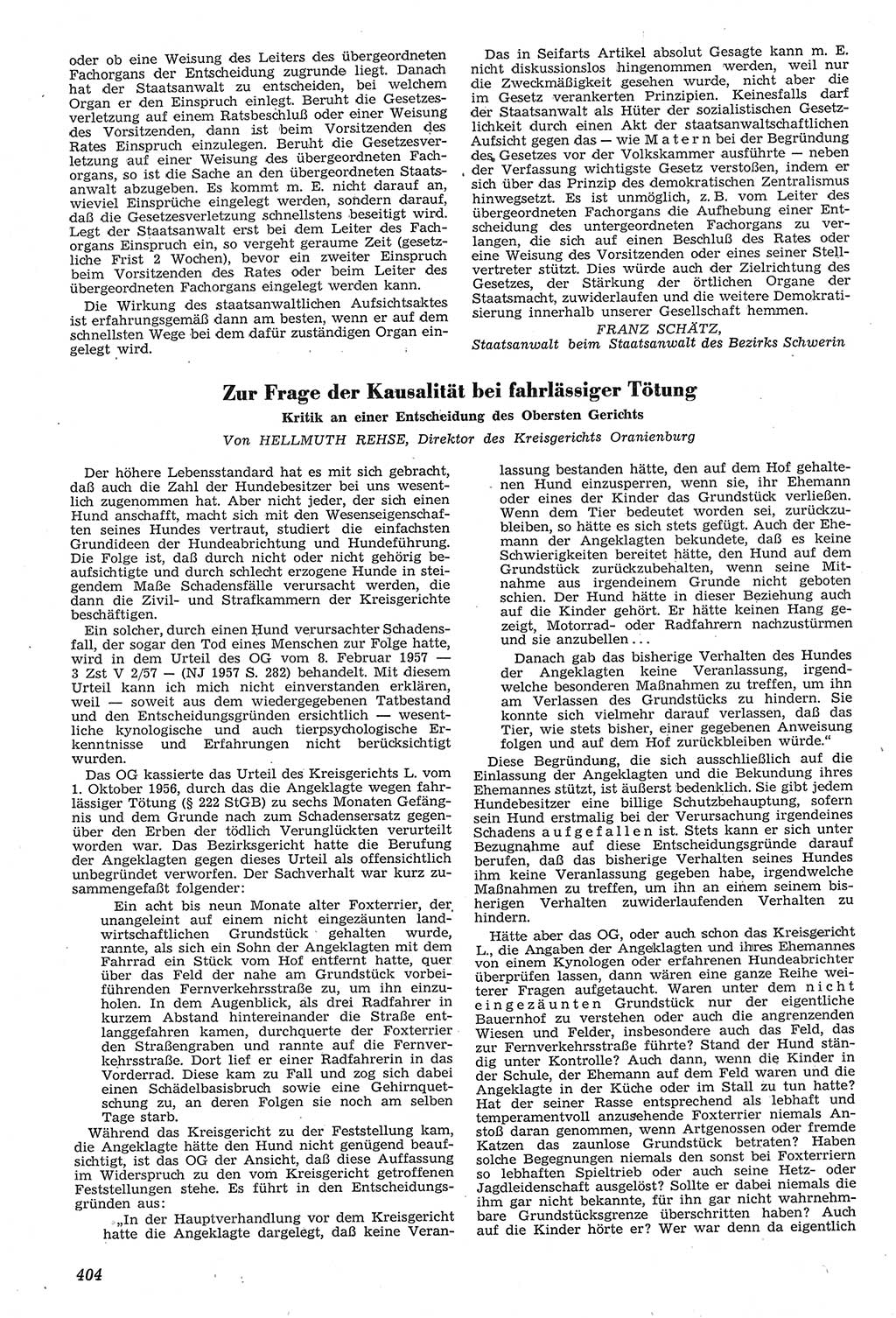 Neue Justiz (NJ), Zeitschrift für Recht und Rechtswissenschaft [Deutsche Demokratische Republik (DDR)], 11. Jahrgang 1957, Seite 404 (NJ DDR 1957, S. 404)