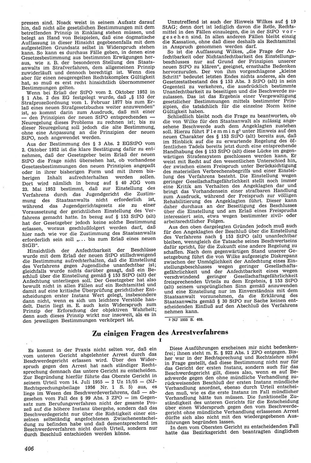 Neue Justiz (NJ), Zeitschrift für Recht und Rechtswissenschaft [Deutsche Demokratische Republik (DDR)], 11. Jahrgang 1957, Seite 406 (NJ DDR 1957, S. 406)