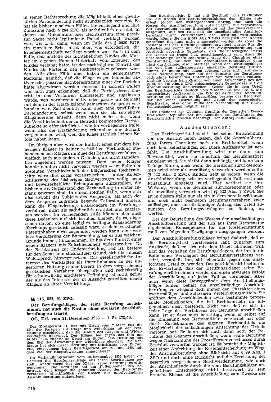 Neue Justiz (NJ), Zeitschrift für Recht und Rechtswissenschaft [Deutsche Demokratische Republik (DDR)], 11. Jahrgang 1957, Seite 418 (NJ DDR 1957, S. 418)