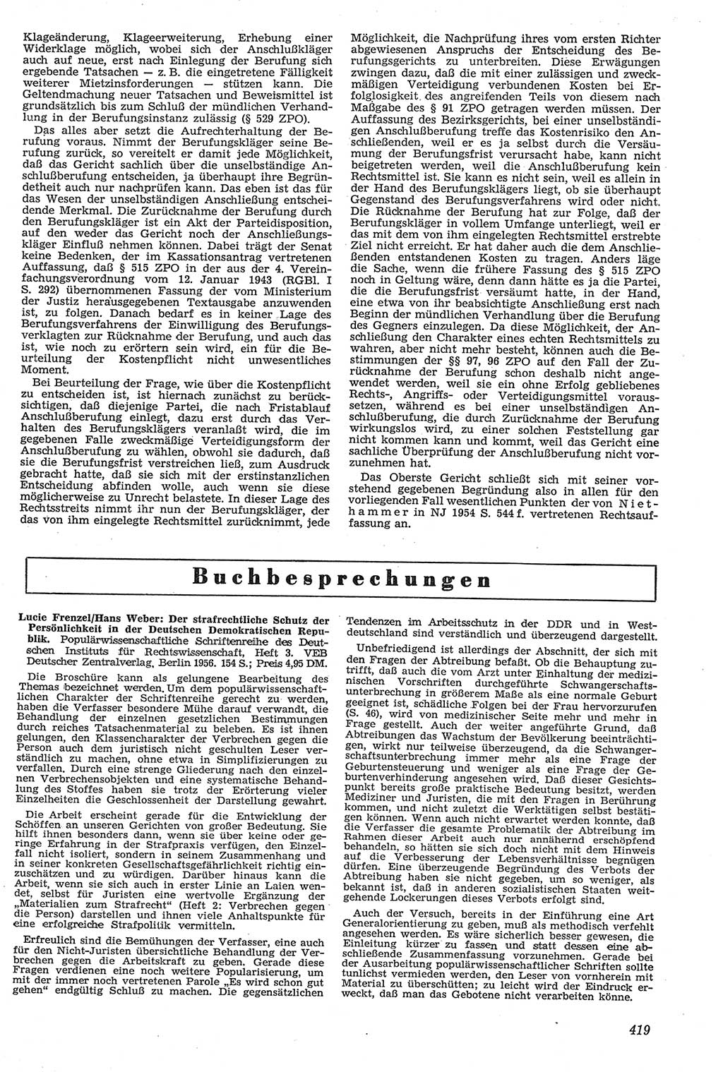 Neue Justiz (NJ), Zeitschrift für Recht und Rechtswissenschaft [Deutsche Demokratische Republik (DDR)], 11. Jahrgang 1957, Seite 419 (NJ DDR 1957, S. 419)