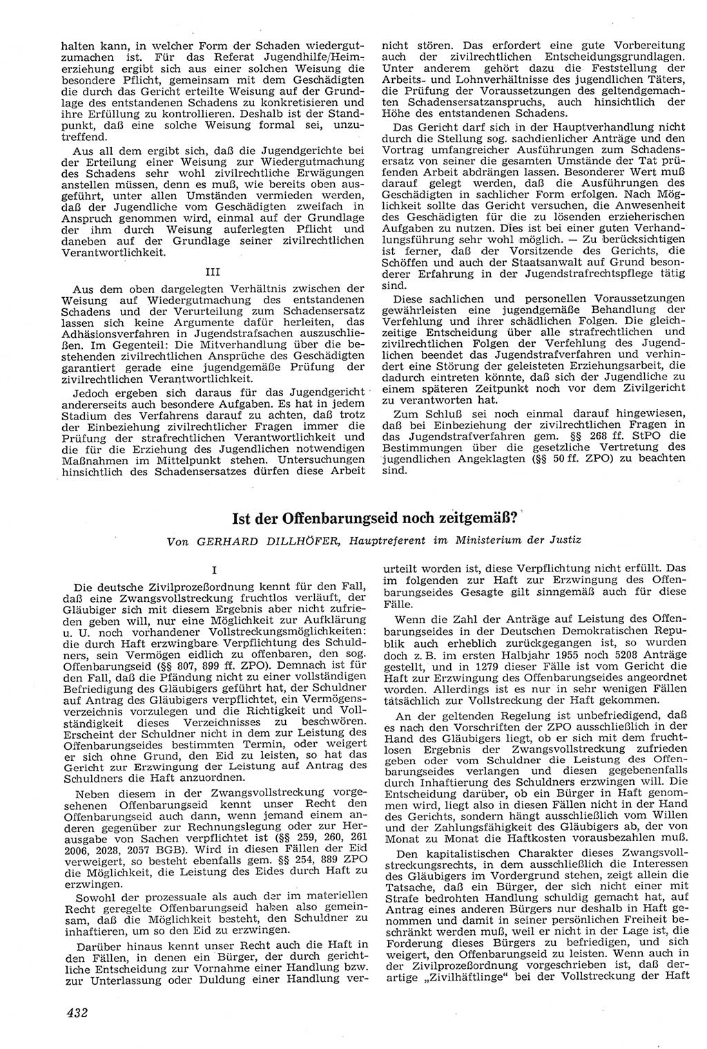 Neue Justiz (NJ), Zeitschrift für Recht und Rechtswissenschaft [Deutsche Demokratische Republik (DDR)], 11. Jahrgang 1957, Seite 432 (NJ DDR 1957, S. 432)