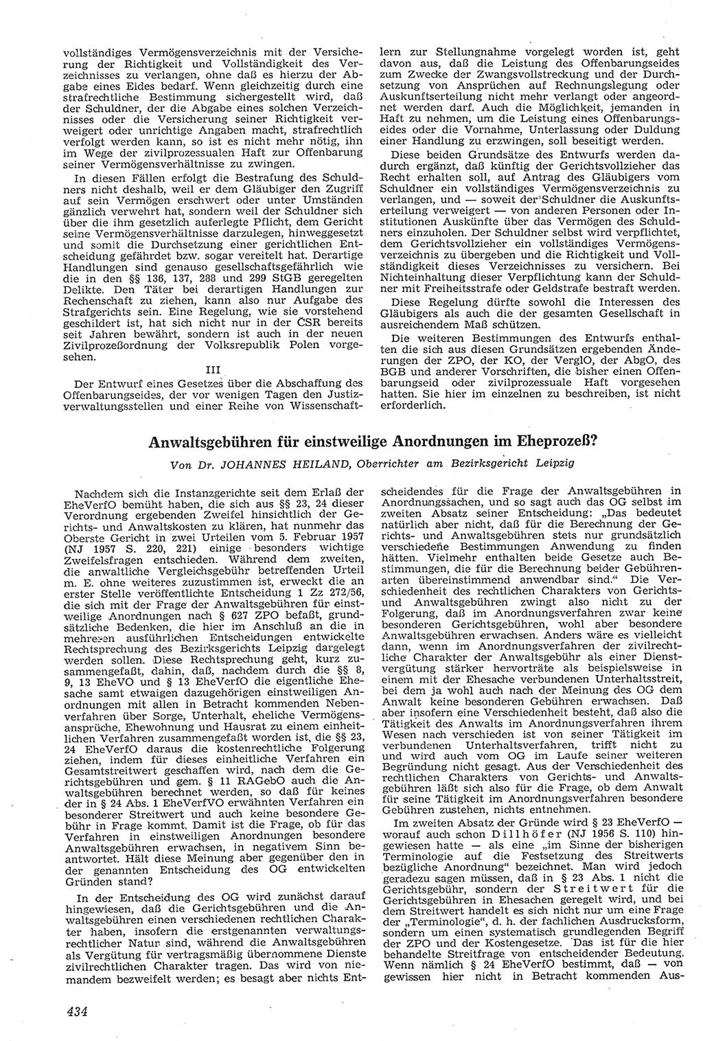 Neue Justiz (NJ), Zeitschrift für Recht und Rechtswissenschaft [Deutsche Demokratische Republik (DDR)], 11. Jahrgang 1957, Seite 434 (NJ DDR 1957, S. 434)