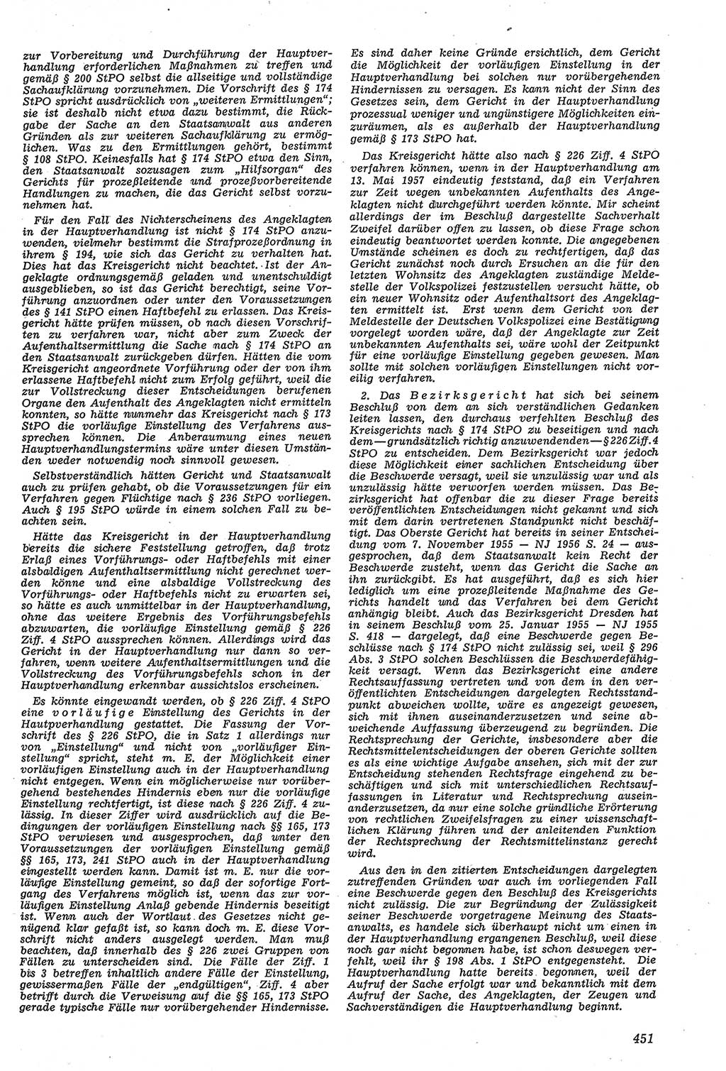Neue Justiz (NJ), Zeitschrift für Recht und Rechtswissenschaft [Deutsche Demokratische Republik (DDR)], 11. Jahrgang 1957, Seite 451 (NJ DDR 1957, S. 451)
