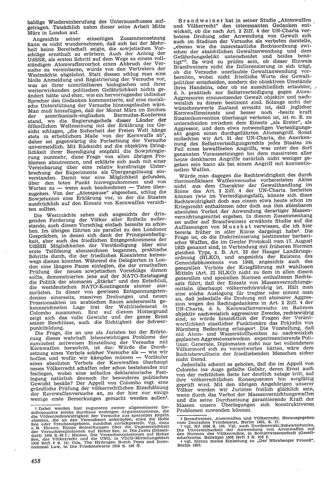 Neue Justiz (NJ), Zeitschrift für Recht und Rechtswissenschaft [Deutsche Demokratische Republik (DDR)], 11. Jahrgang 1957, Seite 458 (NJ DDR 1957, S. 458)