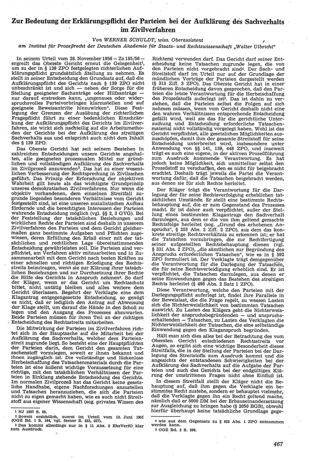 Neue Justiz (NJ), Zeitschrift für Recht und Rechtswissenschaft [Deutsche Demokratische Republik (DDR)], 11. Jahrgang 1957, Seite 467 (NJ DDR 1957, S. 467)