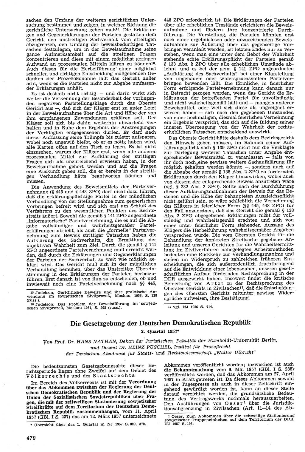 Neue Justiz (NJ), Zeitschrift für Recht und Rechtswissenschaft [Deutsche Demokratische Republik (DDR)], 11. Jahrgang 1957, Seite 470 (NJ DDR 1957, S. 470)