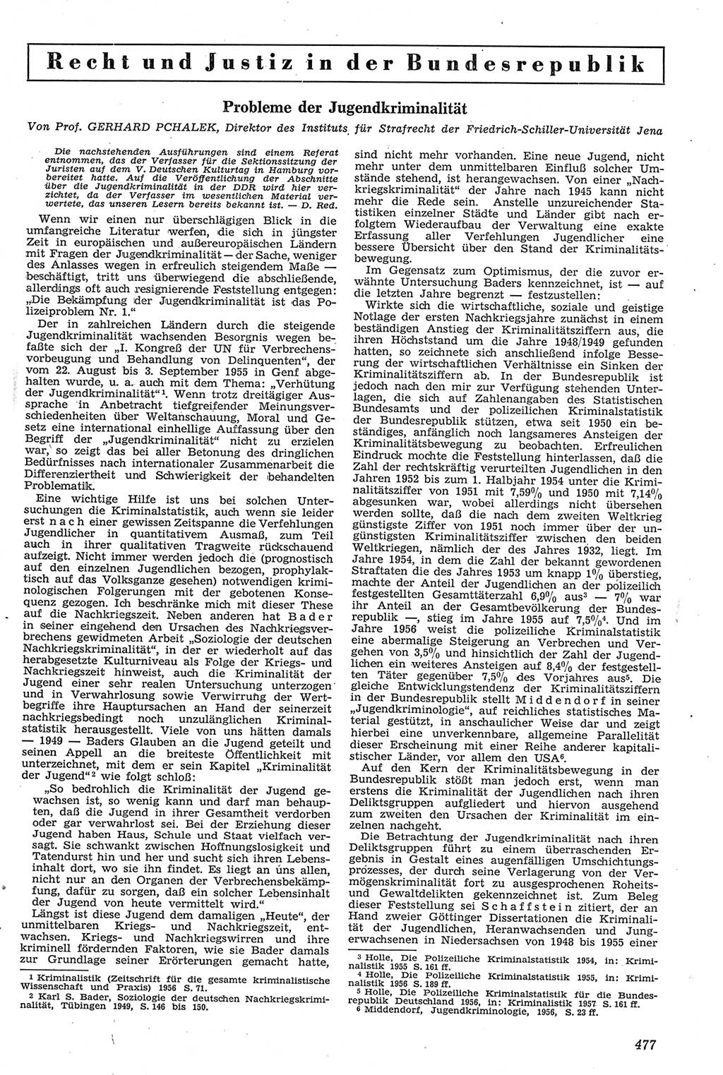 Neue Justiz (NJ), Zeitschrift für Recht und Rechtswissenschaft [Deutsche Demokratische Republik (DDR)], 11. Jahrgang 1957, Seite 477 (NJ DDR 1957, S. 477)